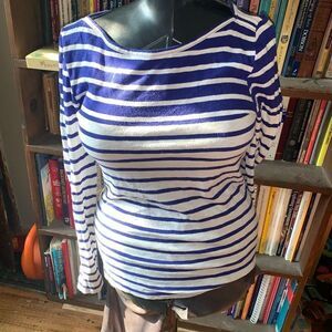 J Crew Artist Tee nautical blue & white striped M knit top